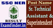 SSC NER Sr. Technical Asst. & Superintendent Result