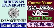 Burdwan University Exam Schedule