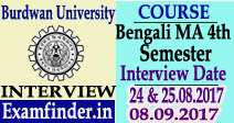 Burdwan University MA Semester-IV Bengali Interview Schedule