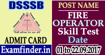 DSSSB Fire Operator Admit Card