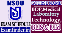 NSOU BDP, BLIS & BED Exam Schedule