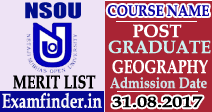 NSOU PG Geography Merit List