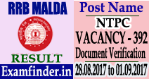RBB Malda NTPC Result