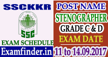 SSC KKR Stenographers Gr. C & D Exam Schedule