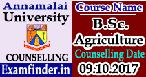 Annamalai University B.Sc (Agriculture) Counselling Schedule
