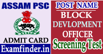 Assam PSC BDO Admit Card