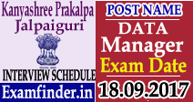 Jalpaiguri Kanyashree Prakalpa Data Manager Interview Schedule