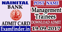 Nainital Bank Management Trainees Admit Card