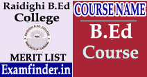 Raidighi B.Ed College Merit List