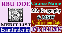 RBU DDE Merit List