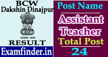 BCW Dakshin Dinajpur Assistant Teacher Result