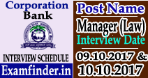 Corporation Bank Manager Interview Schedule