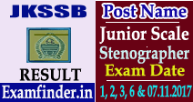 JKSSB Jr. Scale Stenographer Result