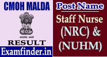 CMOH Malda Staff Nurse Result