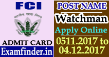 FCI Watchman Admit Card