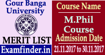 Gour Banga University M.Phil Merit List