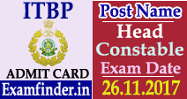 ITBP Head Constable Admit Card
