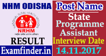 NHM Odisha State Programme Assistant Result