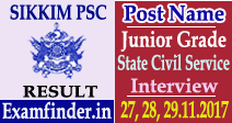 Sikkim PSC Junior Grade Result