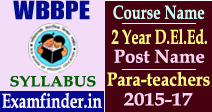 WBSED Primary D.El.Ed. Para Teachers Exam Syllabus